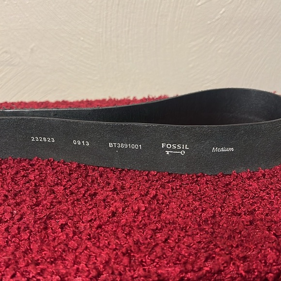 Fossil Womens Belt Medium Black Antique Brass Buckle - Picture 4 of 9